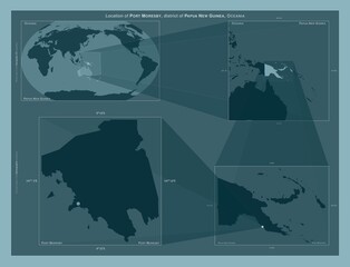 Port Moresby, Papua New Guinea. Described location diagram
