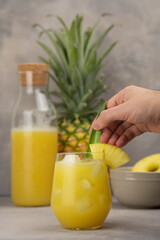 Fototapeta premium Rum cocktail with pineapple puree and coconut