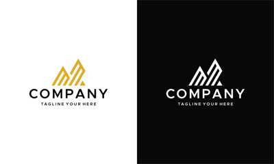 Letter M logo MM design. Line creative minimal monochrome monogram symbol. Premium business logotype. on a black and white background.