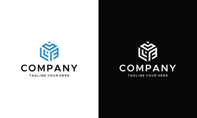 initials letter lf hexagon logo design vector illustration template on a black and white background.