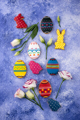 Easter cookies in shape of eggs and bunny