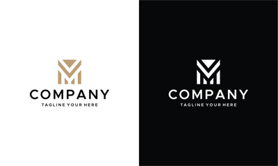 M letter line logo design. Minimal creative monochrome monogram symbol. Elegant universal vector sign design. on a black and white background.