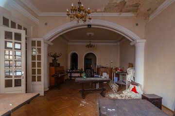 Old abandoned forgotten historical mansion interior