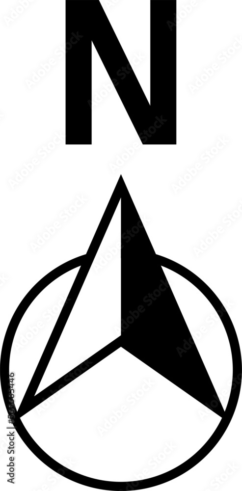 Poster basic north arrow mark sign symbol icon for map orientation. vector image.