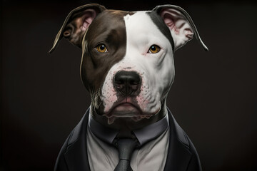 Obraz premium portrait of a dog in a business suit, generative ai