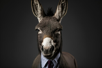 portrait of a donkey  in a business suit, generative ai