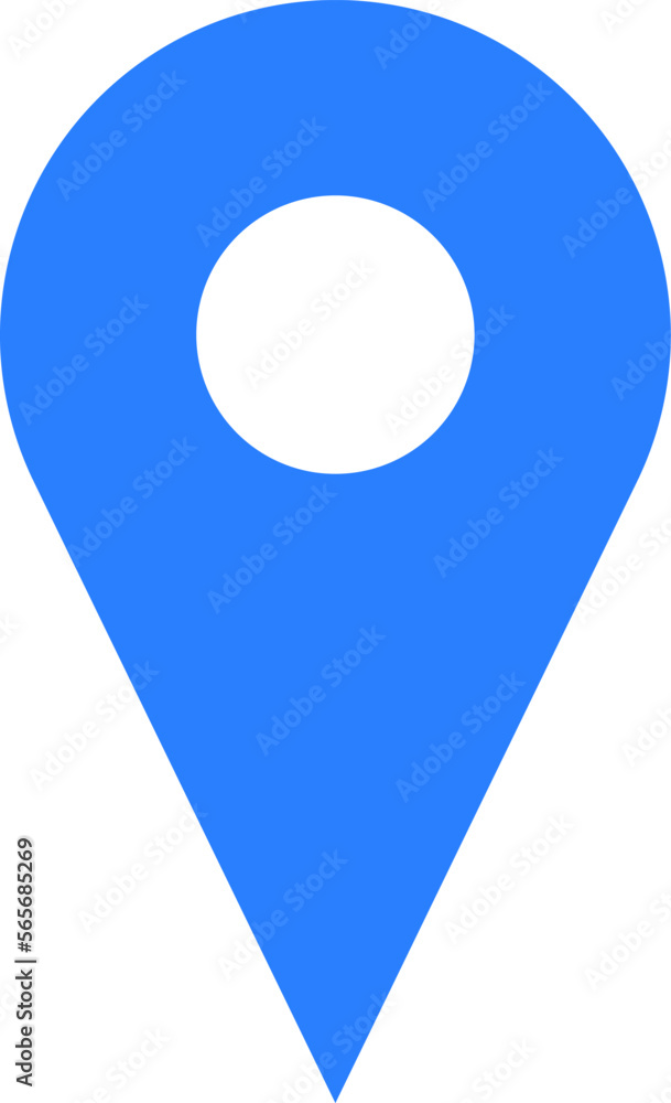 Poster blue location pointer pin or you are here marker sign icon. vector image.