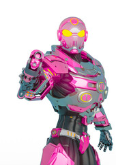 knight vision in a sci fi outfit in a white background