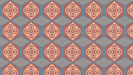 Vintage geometric ornamental background - antique, ancient, old, traditional, culture, textile, fabric, damask, batik, tapestry, rug, carpet, 