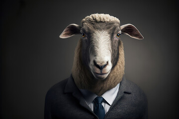portrait of a sheep lamb  in a business suit, generative ai