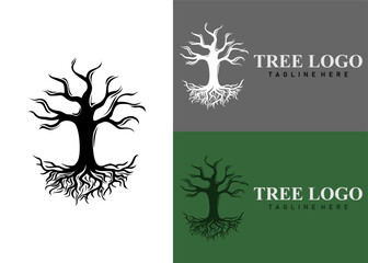 dry leafless tree logo icon vector illustration