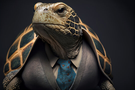 portrait of a turtle   in a business suit, generative ai