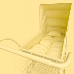 victorian pram in minimalism concept on pastel background close up view