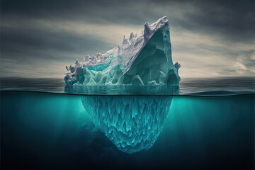 Iceberg in the ocean with a view under water