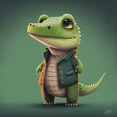 Fototapeten Illustration of a crocodile in a suit © Hikkigaya