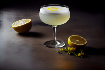 white lady cocktail with lemon