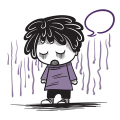 Children’s Mental Disorders vector illustration. A child with mental health problems. 