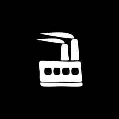 Hand drawn industry building  icon isolated on black background.