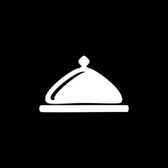 Hand drawn lid for food icon isolated on black background.