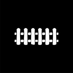 Wooden fence hand drawn icondoodle illustration on black background.