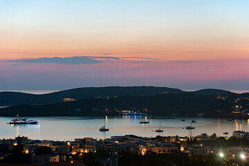 Obraz premium Night view to the harbor of Paros island, Cyclades, Greece
