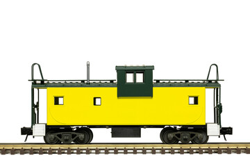 Yellow & Green Railroad Caboose On Train Track