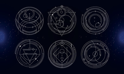 Set of Tribal User Interface Elements. Sacred geometry. Vector Illustration EPS10