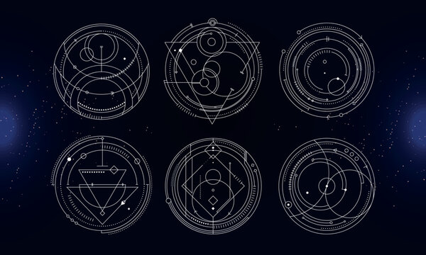 Set of Tribal User Interface Elements. Sacred geometry. Vector Illustration EPS10