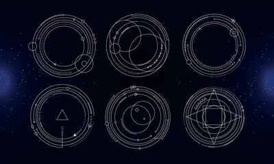 Set of Tribal User Interface Elements. Sacred geometry. Vector Illustration EPS10