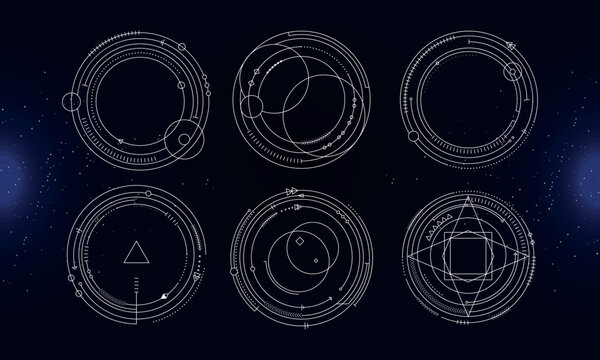 Set of Tribal User Interface Elements. Sacred geometry. Vector Illustration EPS10