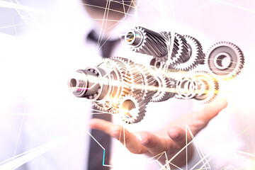 gear Futuristic in Industry 4.0 and business virtual diagram