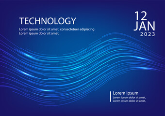 lines curve moving speed technology blue background modern presentation