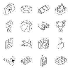 Pack of Camping Tools Linear Icons 

