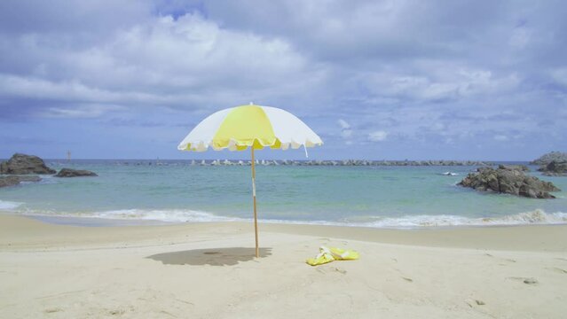 a rest at the beach and parasol