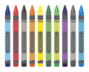 Colorful wax crayons on white background. Wax crayons