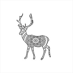 Mandala deer coloring page for kids and adult