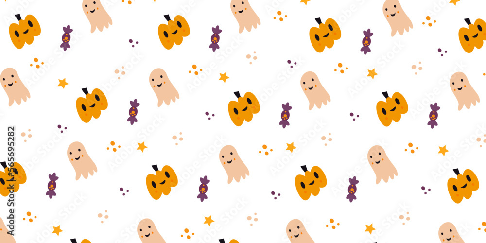 Poster abstract halloween pattern in cute and simple style. childish illustration for background and wallpa