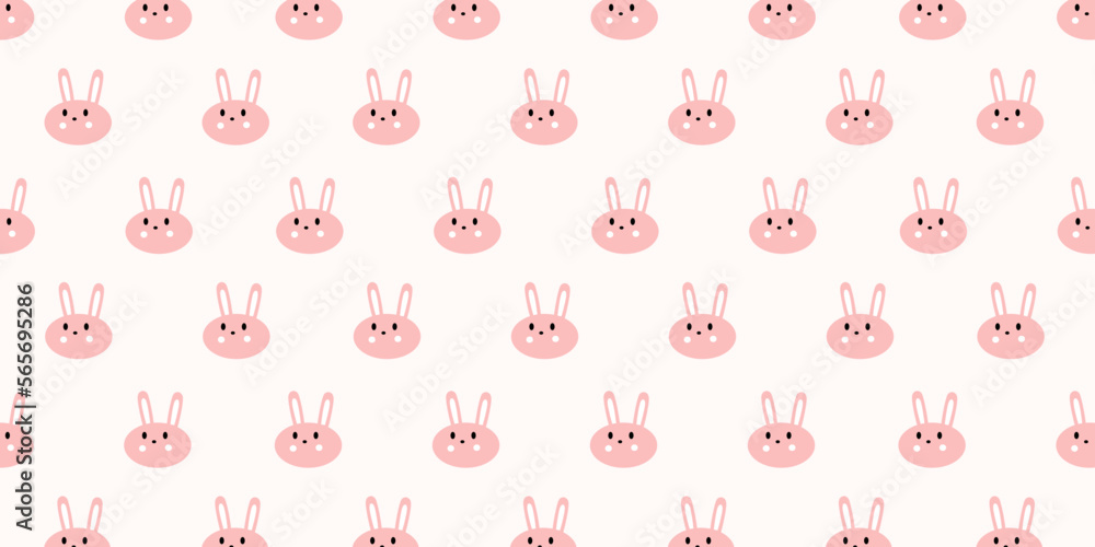 Poster Abstract pink bunny pattern for background. Cute rabbit illustration for fabric and print pattern