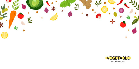 Vegetable banner template design. Healthy food background for copy space and frame