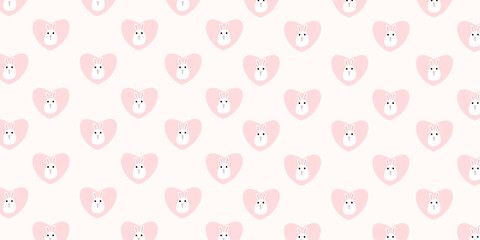 Simple bunny pattern in love shape for background design. Cute girls wallpaper theme