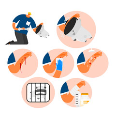 First aid of dog bites and scratch illustration.