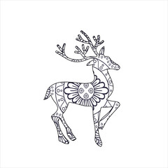 Mandala deer coloring page for kids and adult