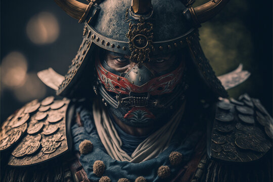 Japanese Samurai Mask Generative AI