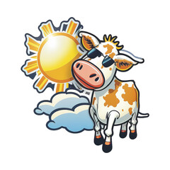 Sun Cow Sticker Design Generative AI