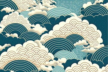 Traditional japanese style simple line waves background.