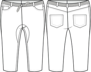 KIDS UNISEX BOTTOM WEAR PANT  FRONT AND BACK FASHION FLAT DESIGN VECTOR