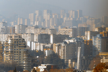 Fototapeta premium Panorama Of The City Of Tbilisi On A Sunny Day