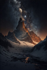 Obraz na płótnie Canvas The Stars And The Milky Way In The Dolomites. AI generation.
