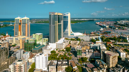 Aerial view of Dar es Salaam in Tanzania - obrazy, fototapety, plakaty