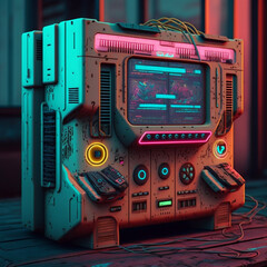 Game console in cyberpunk style